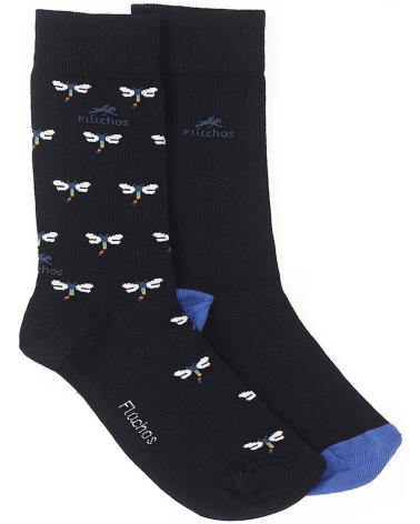 FLUCHOS CA0009 - LOT DE 2 CHAUSSETTES LONGUES : BLEU MARINE UNI ET LIBELLULES NAVY LIBELULAS