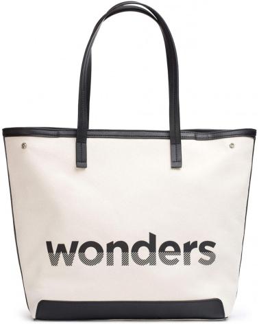 BOLSA TOTE WONDERS CITY WB-472207 BRANCA COM ALÇAS PRETAS BLANCO