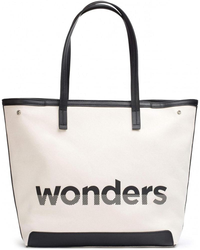 BOLSA TOTE WONDERS CITY WB-472207 BRANCA COM ALÇAS PRETAS BLANCO