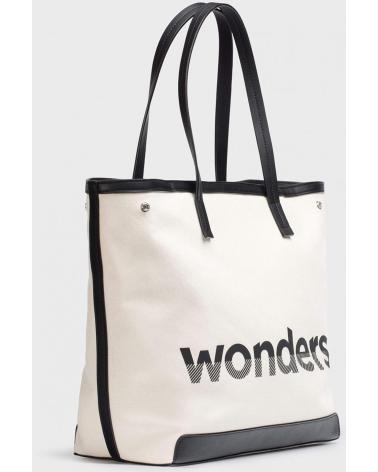 BOLSA TOTE WONDERS CITY WB-472207 BRANCA COM ALÇAS PRETAS BLANCO