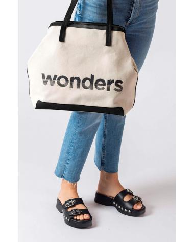 BOLSA TOTE WONDERS CITY WB-472207 BRANCA COM ALÇAS PRETAS BLANCO