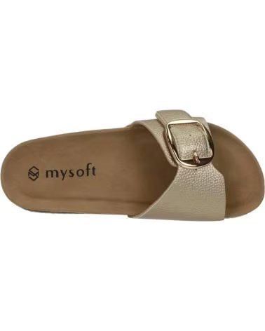 MYSOFT SANDALIAS 25M077-PLATINO EN DORADO PARA MUJER