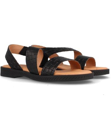MARILA SANDALIA PLANA PARA MUJER EN PIEL ASH NEGRO
