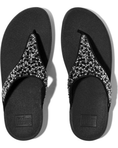 FITFLOP LULU CRYSTAL-MIX TOE POST NEGRA BEIG