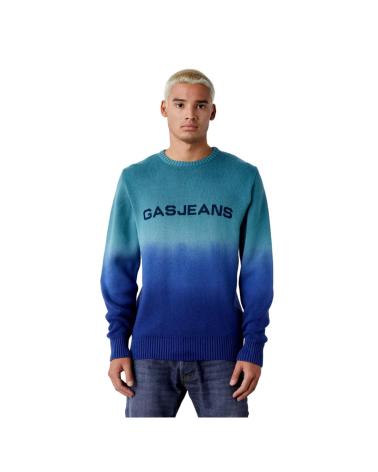 PULL COL ROND GAS JEANS A4103 BLEU DÉGRADÉ AZUL