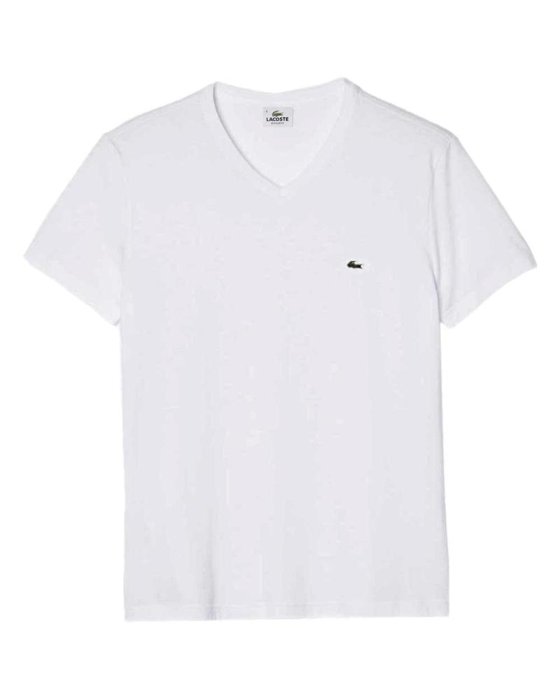 LACOSTE V-NECK T-SHIRT TH2036 WHITE BLANCO
