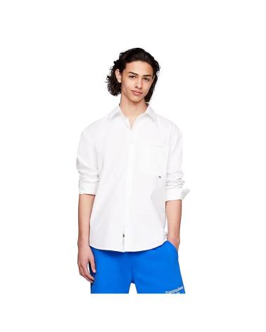 CAMISA BLANCA TOMMY JEANS CLASSICS AMPLIA CON LOGO BORDADO DM0DM18959 BLANCO