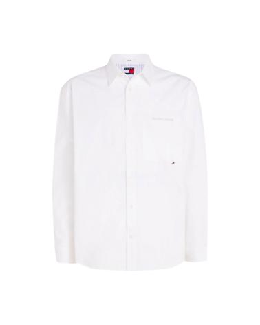 WHITE TOMMY JEANS CLASSICS OVERSIZE SHIRT WITH EMBROIDERED LOGO DM0DM18959 BLANCO