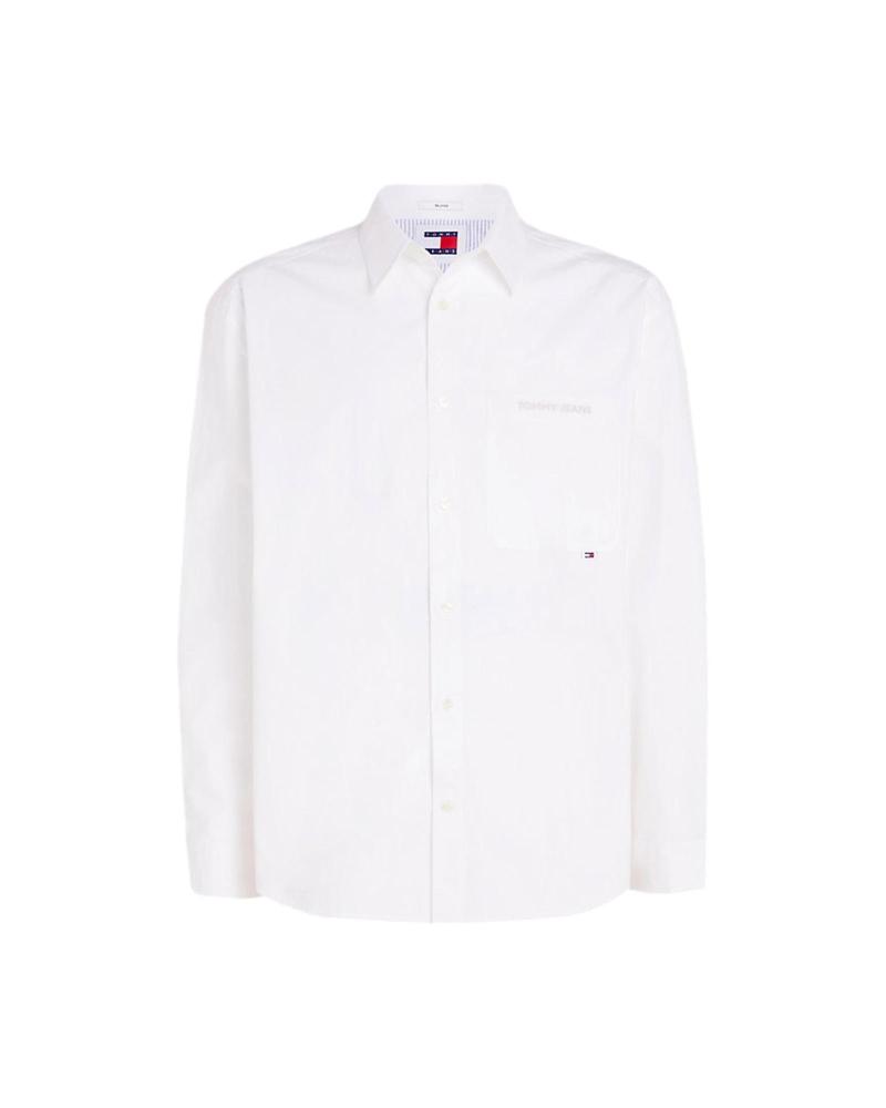 CAMISA BLANCA TOMMY JEANS CLASSICS AMPLIA CON LOGO BORDADO DM0DM18959 BLANCO