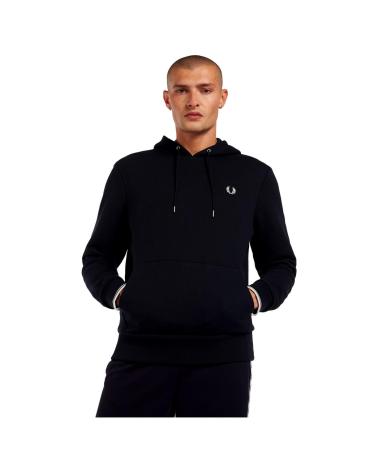 FRED PERRY TIPPED HOODED SWEATSHIRT BLACK M2643 NEGRO