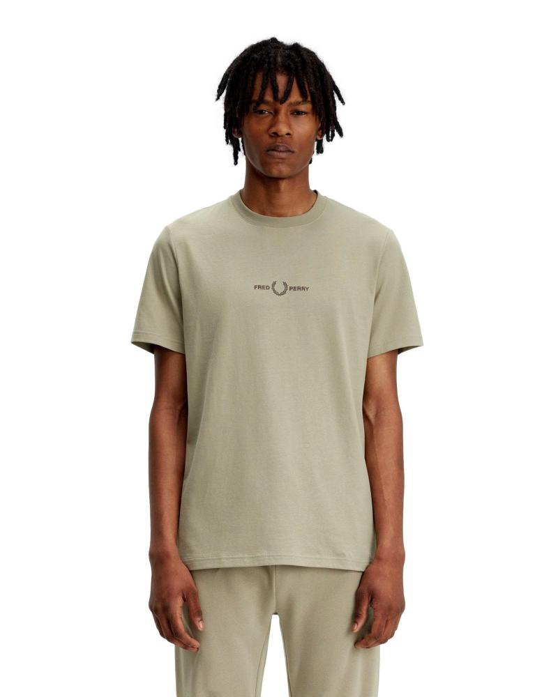 FRED PERRY M4580 GREY T-SHIRT WITH EMBROIDERED LOGO GRIS