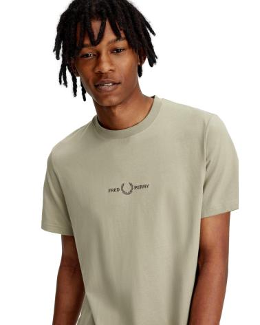 FRED PERRY M4580 GREY T-SHIRT WITH EMBROIDERED LOGO GRIS