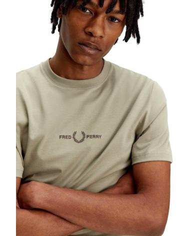 FRED PERRY M4580 GREY T-SHIRT WITH EMBROIDERED LOGO GRIS