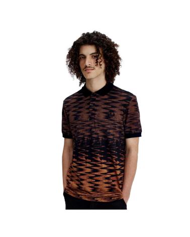 FRED PERRY M7732 BLACK POLO WITH GRAPHIC NEGRO