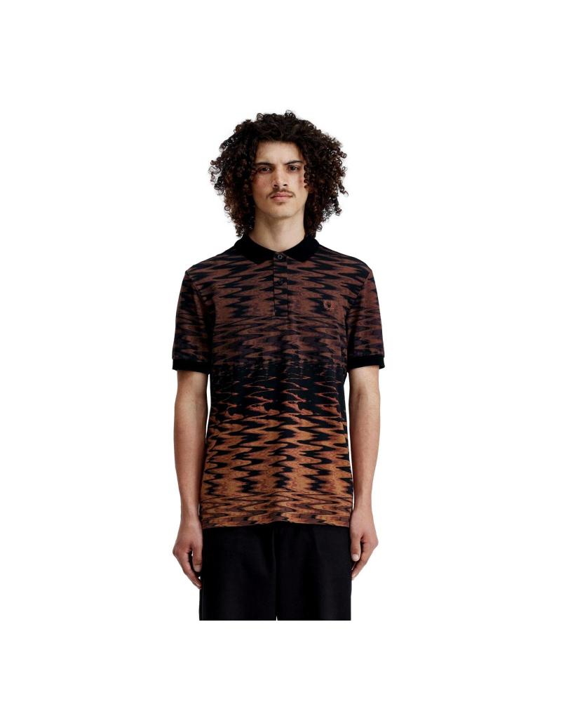 FRED PERRY M7732 BLACK POLO WITH WAVE GRAPHIC NEGRO