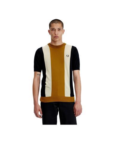FRED PERRY K7853 - MAGLIONE IN MAGLIA FINE A MANICHE CORTE CON BLOCCHI DI COLORE MULTICOLORE MULTICOLOR