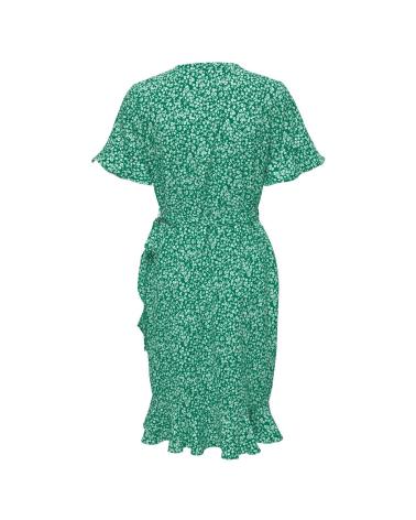 VESTIDO ESTAMPADO ONLY 15288846 VERDE COM BABADOS VERDE