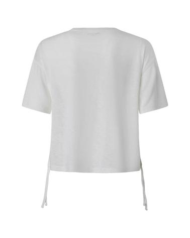 T-SHIRT PEPE JEANS PL505352 BLANC AVEC IMPRIMÉ GRAPHIQUE ET LIENS LATÉRAUX BLANCO