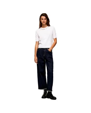 CAMISETA PEPE JEANS PL505291 BLANCA CON CUELLO EMBELLISHED BLANCO