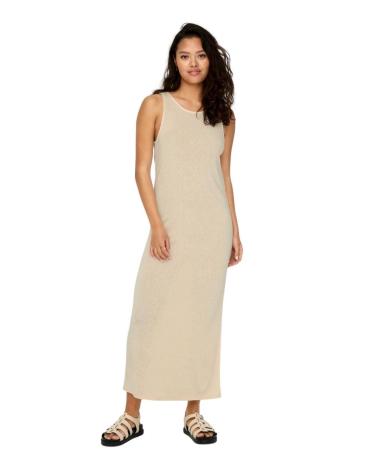 VESTIDO LONGO ONLY CORTE SOLTO 15290779 BEGE BEIGE