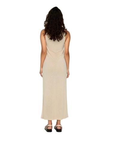 VESTIDO LONGO ONLY CORTE SOLTO 15290779 BEGE BEIGE