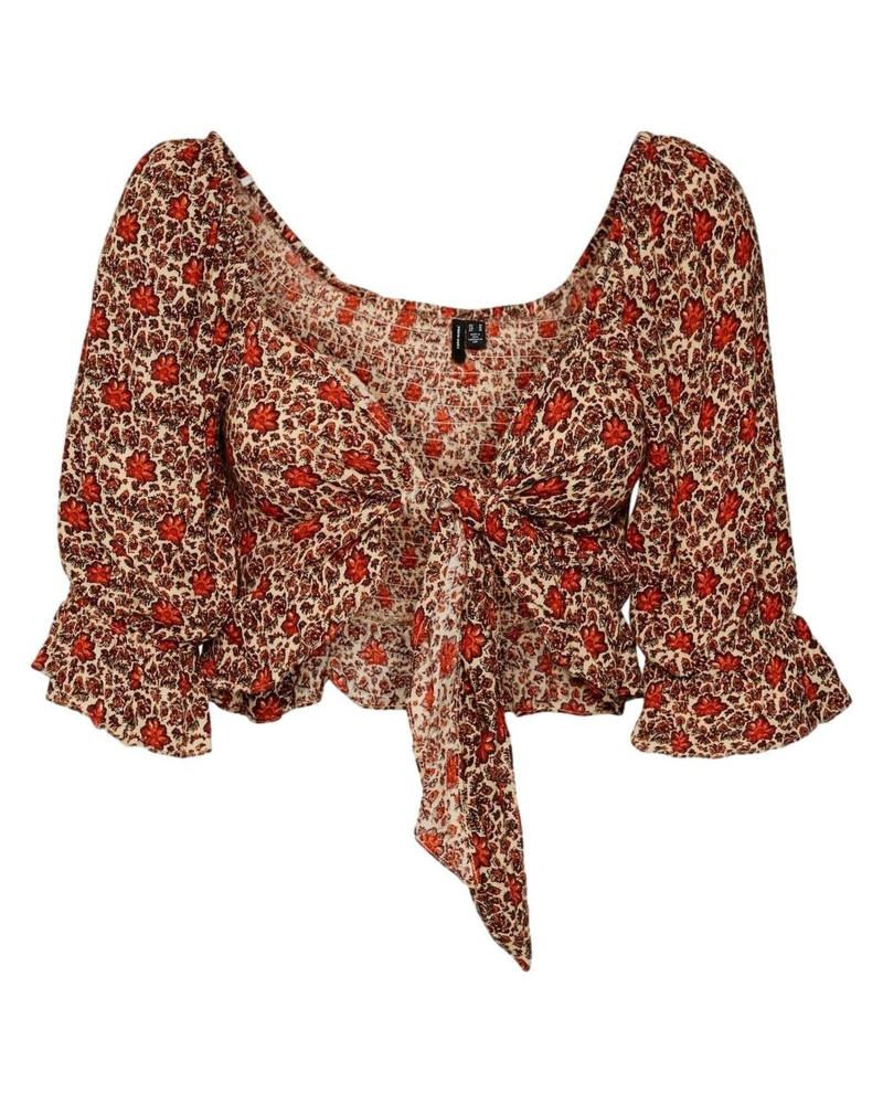 ONLY TOP IMPRIMÉ COL V VERO MODA 10292102 ROUGE ROJO