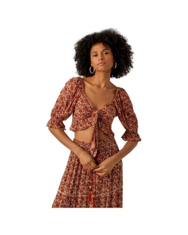 ONLY TOP IMPRIMÉ COL V VERO MODA 10292102 ROUGE ROJO