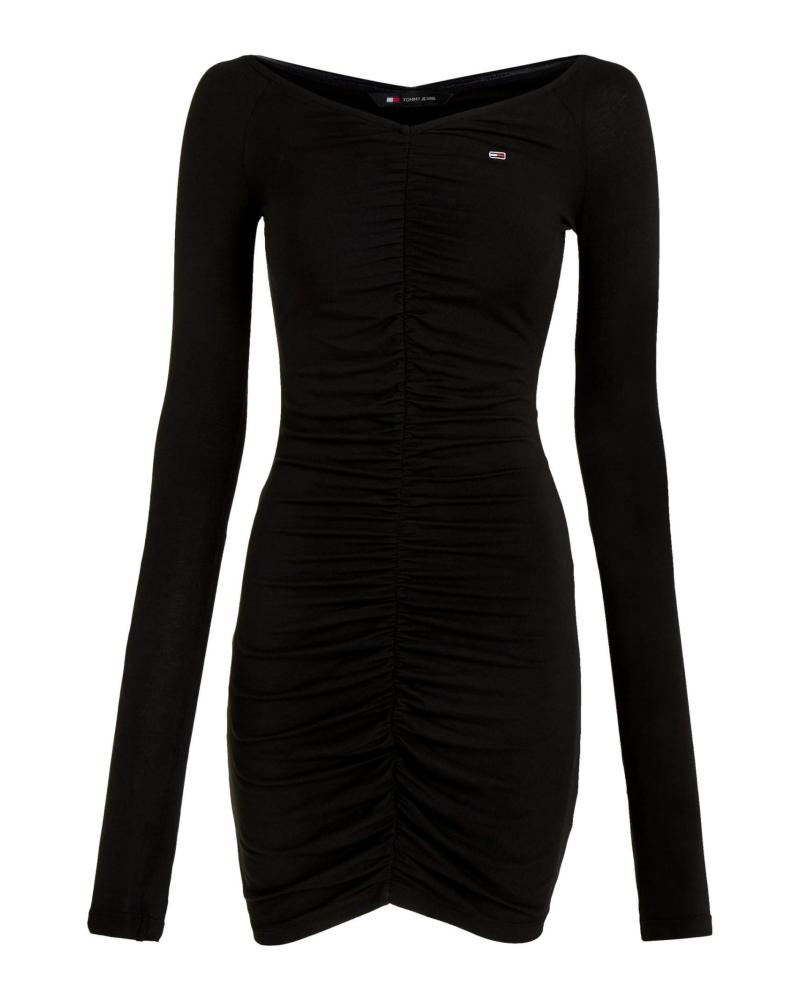 Home-TOMMY-JEANS-VESTIDO-MUJER-SHOULDER-GATHER-DW0DW17939-NEGRO