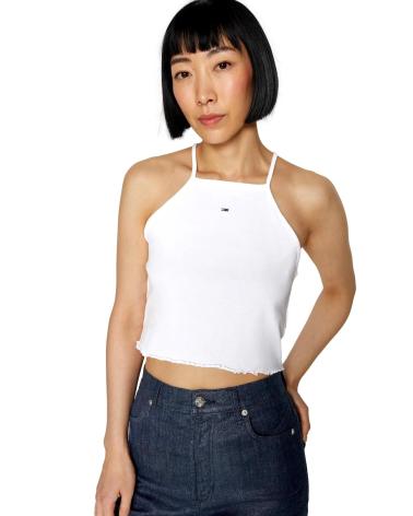 TOMMY JEANS SLIM BABYLOCK TOP DW0DW17885 WHITE BLANCO