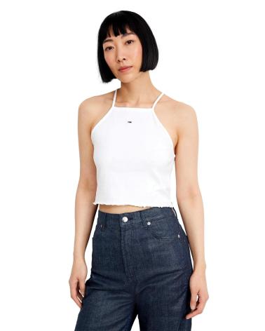 TOMMY JEANS SLIM BABYLOCK TOP DW0DW17885 WHITE BLANCO