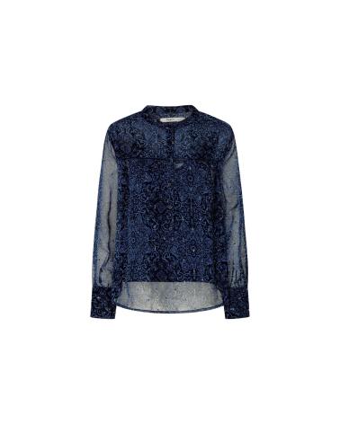 BLOUSE PEPE JEANS CLEMENTINE PL304831 MOUSSELINE IMPRIMÉ FLORAL BLEU MARINE AZUL