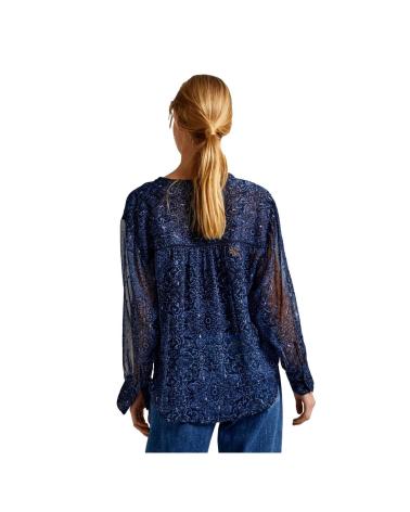 BLOUSE PEPE JEANS CLEMENTINE PL304831 MOUSSELINE IMPRIMÉ FLORAL BLEU MARINE AZUL