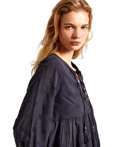 PEPE JEANS CHEMISE DANAE NOIRE PL304816 AVEC DÉTAIL DE LIENS NEGRO