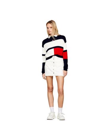 Início-TOMMY-JEANS-MINIFALDA-VAQUERA-IZZIE-CON-BOTONES-DW0DW17871-BLANCO