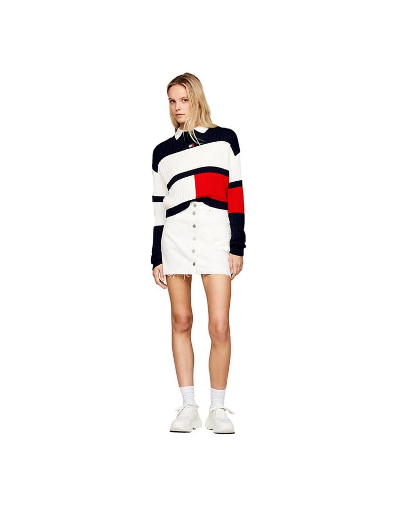 Início-TOMMY-JEANS-MINIFALDA-VAQUERA-IZZIE-CON-BOTONES-DW0DW17871-BLANCO