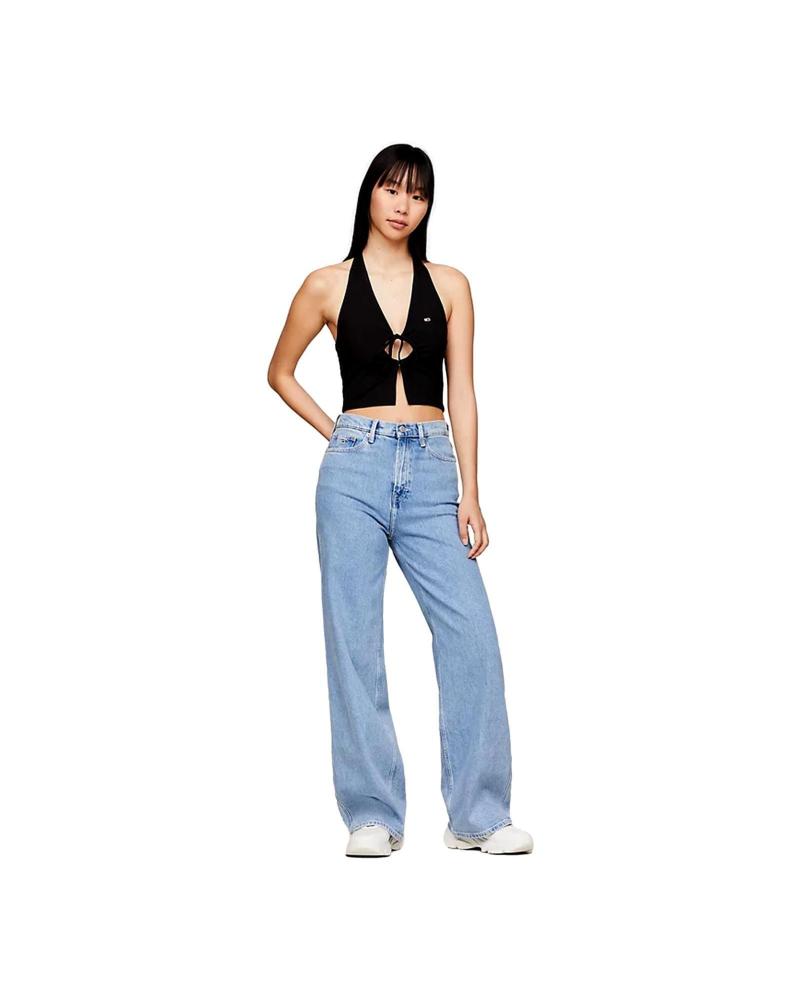 Início-TOMMY-JEANS-CAMISETA-MUJER-CUELLO-HALTER-DW0DW17901-NEGRO