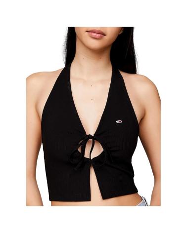 Início-TOMMY-JEANS-CAMISETA-MUJER-CUELLO-HALTER-DW0DW17901-NEGRO