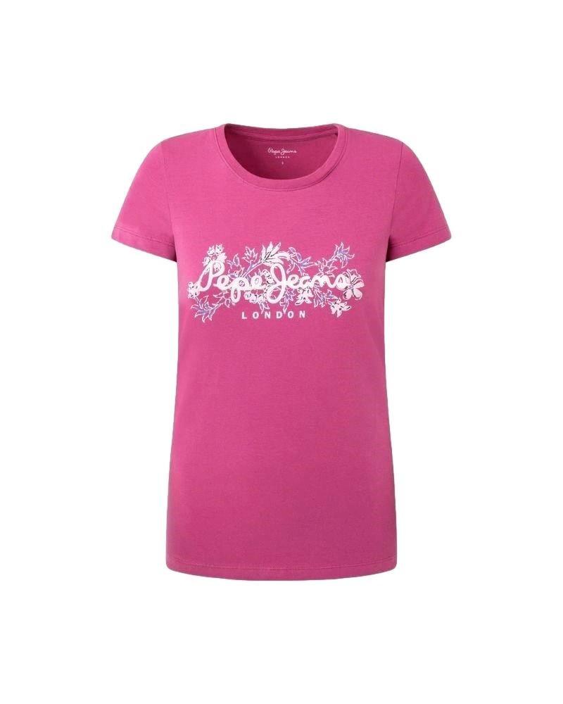 T-SHIRT ROSA PEPE JEANS KORINA PL505834 CON LOGO STAMPATO ROSA