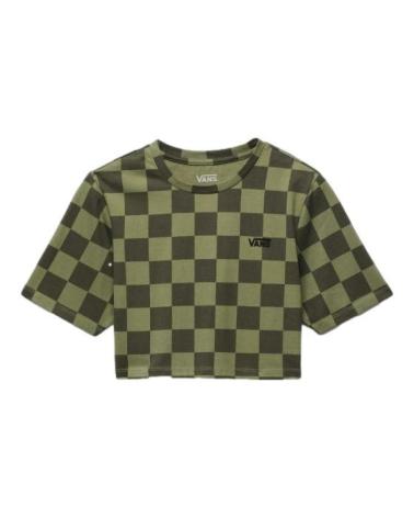 VANS OFF THE WALL CHECKER CREW CROP T-SHIRT GRÜN II VERDE