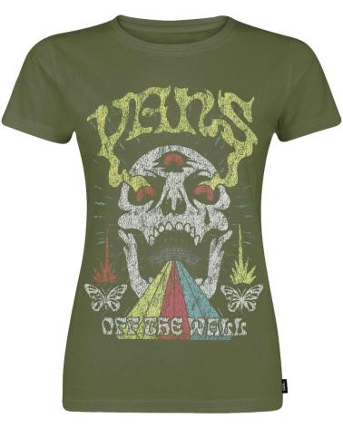 T-SHIRT VANS OFF THE WALL SKULL SAUCER CREW VERDE VERDE