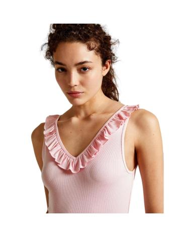 PEPE JEANS CAMISETA DE ALÇAS LEIRE PL505851 ROSA COM FOLHOS ROSA