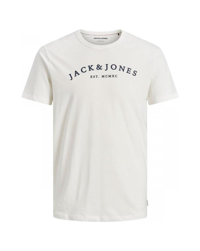T-SHIRT JACK & JONES BLANC AVEC LOGO FRONTAL - MODÈLE 12195902 BLANCO