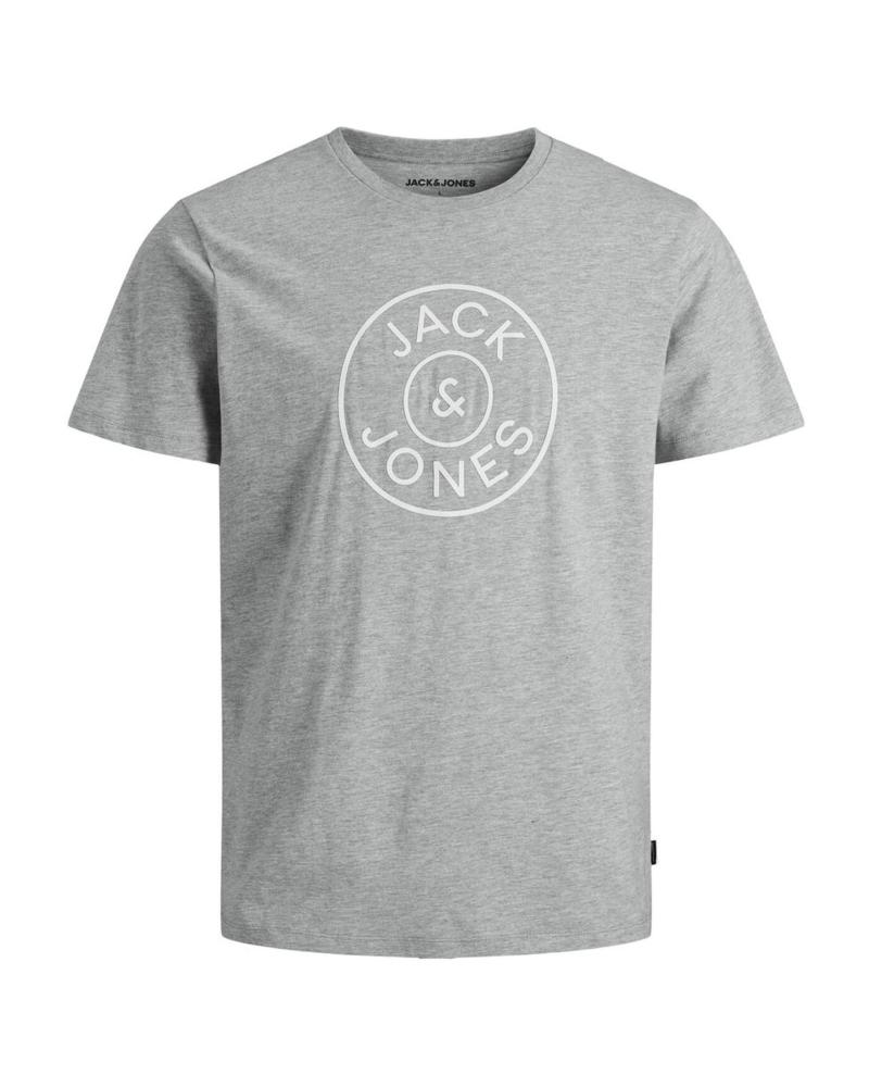 JACK & JONES T-SHIRT 12190285 GREY WITH CIRCULAR PRINT GRIS