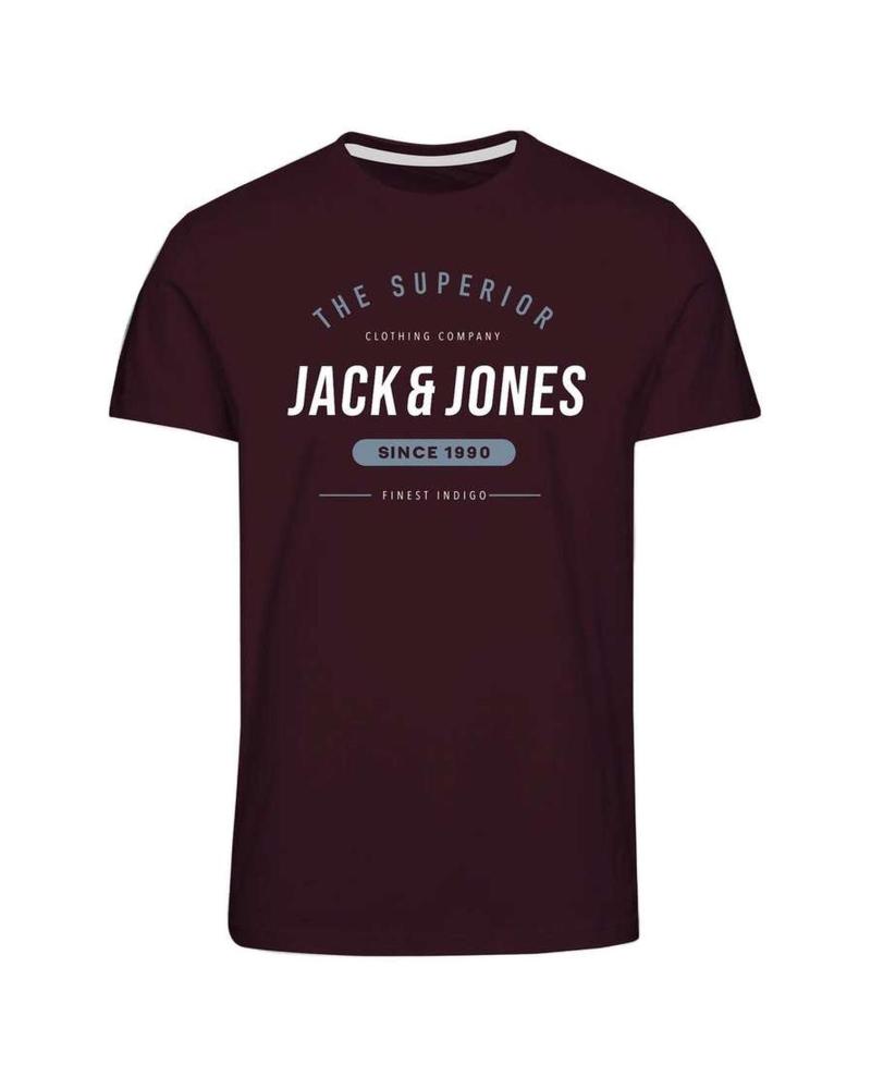 JACK & JONES T-SHIRT 12190364 RED WITH GRAPHIC LOGO ROJO