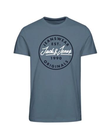 JACK & JONES T-SHIRT 12190364 BLUE WITH CIRCULAR PRINT AZUL