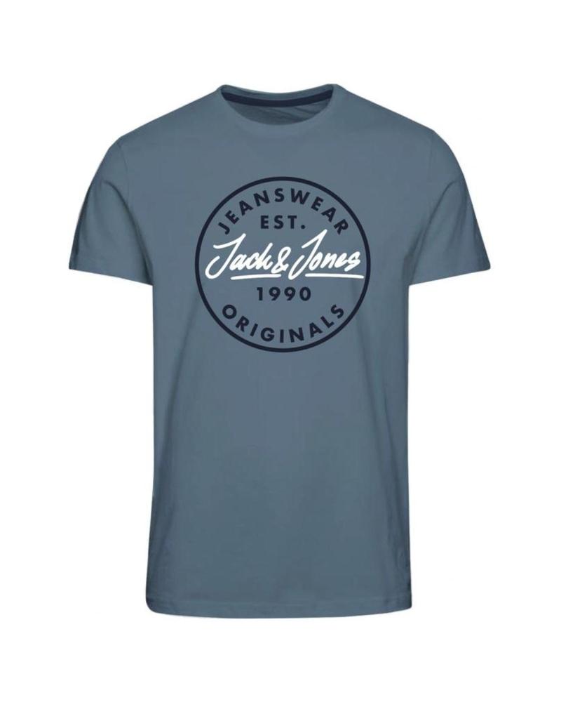 JACK & JONES T-SHIRT 12190364 BLUE WITH CIRCULAR PRINT AZUL
