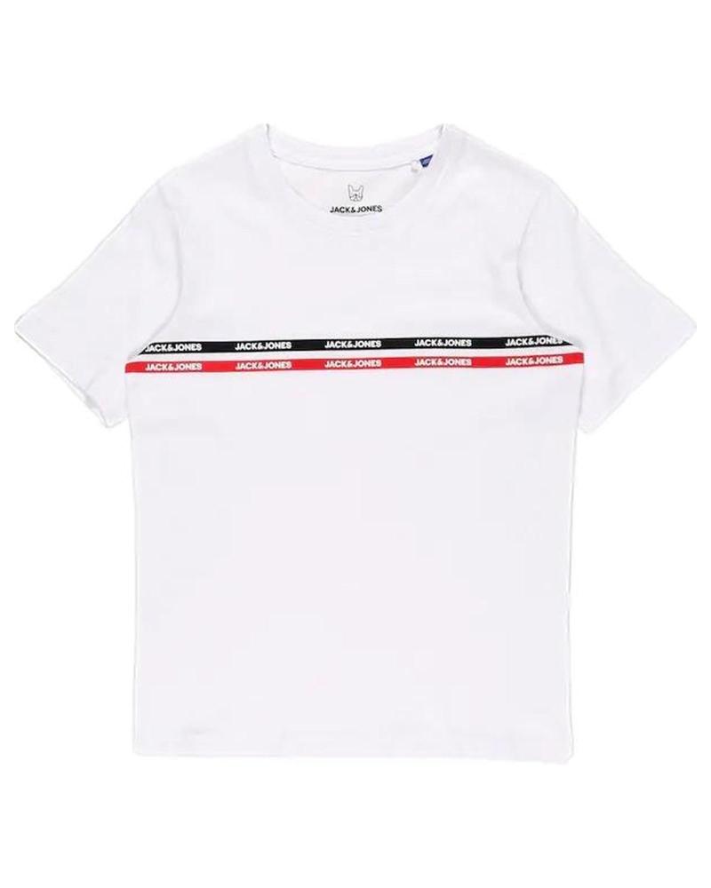 T-SHIRT JACK & JONES COM FAIXA DECORATIVA 12190239 BRANCA BLANCO
