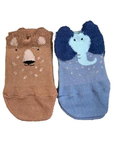 ATTIPAS CHAUSSETTES ANTIDÉRAPANTES ÉLÉPHANT BLEU ET OURS MARRON AZUL