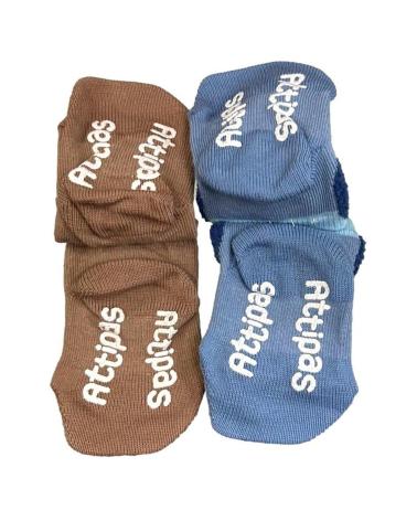 ATTIPAS CHAUSSETTES ANTIDÉRAPANTES ÉLÉPHANT BLEU ET OURS MARRON AZUL