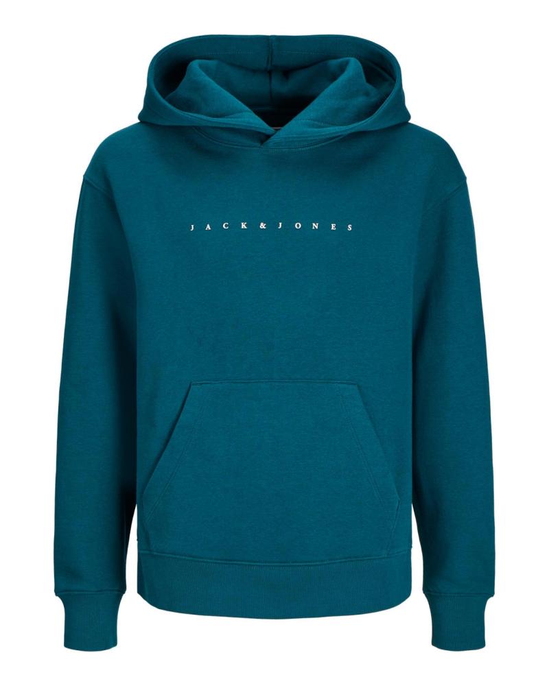 FELPA CON CAPPUCCIO JACK & JONES 12237468 VERDE PER RAGAZZO VERDE